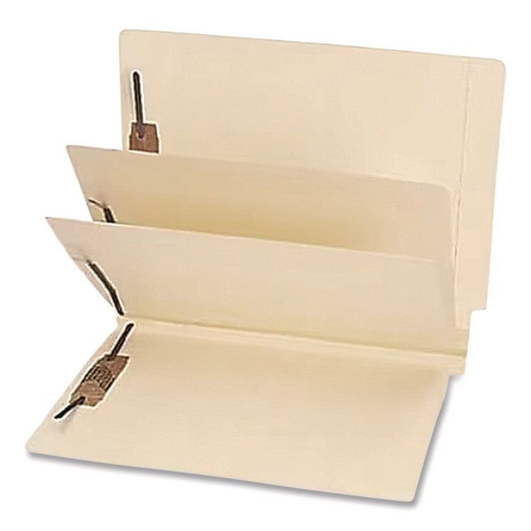 Heavy-Duty End Tab Classification Folders, 3" Expansion, 2 Dividers, 6 Fasteners, Letter Size, Manila, 75/Box