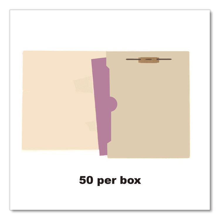 Full Pocket End Tab Fastener Folders, 0.75" Expansion, 1 Fastener, Letter Size, Manila, 50/Box