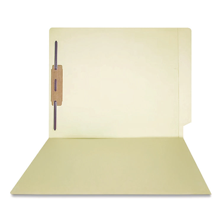 Full Pocket End Tab Fastener Folders, 0.75" Expansion, 1 Fastener, Letter Size, Manila, 50/Box