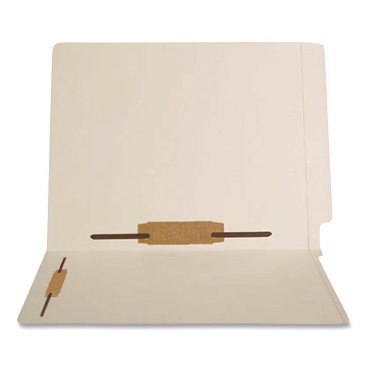 End Tab Fastener Folders, Vertical/Horizontal Fasteners, 0.75" Expansion, 2 Fasteners, Letter Size, Manila Exterior, 250/Box