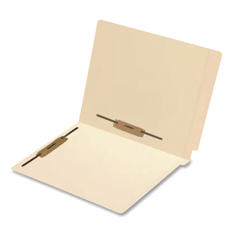 End Tab Fastener Folders, Vertical/Horizontal Fasteners, 0.75" Expansion, 2 Fasteners, Letter Size, Manila Exterior, 250/Box