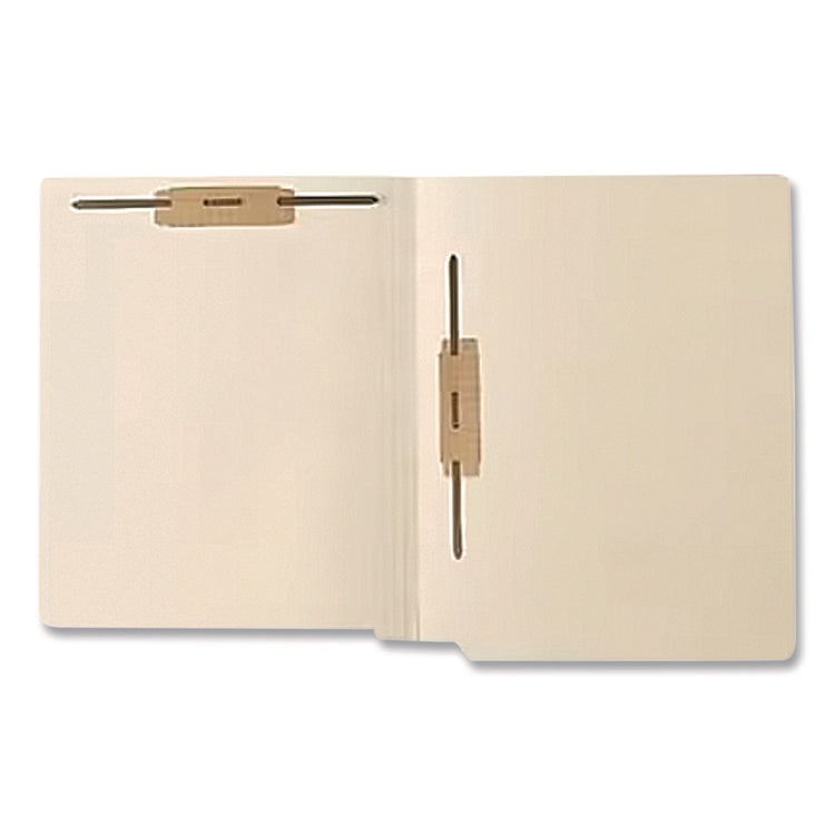 End Tab Fastener Folders, Vertical/Horizontal Fasteners, 0.75" Expansion, 2 Fasteners, Letter Size, Manila Exterior, 250/Box