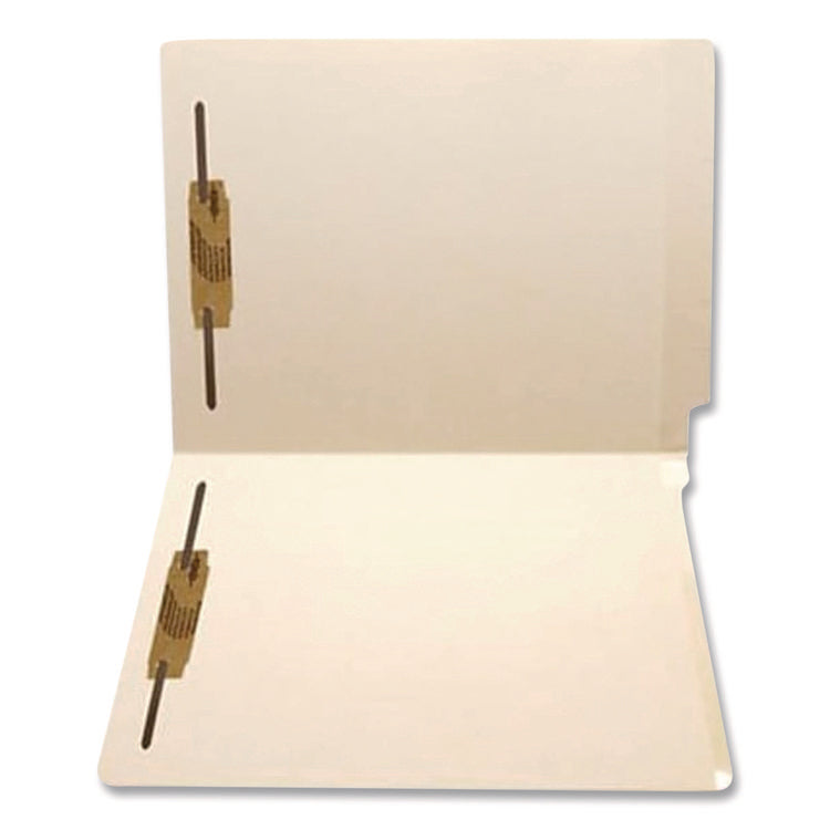 Heavy-Duty Poly-Reinforced End Tab Fastener Folders, 0.75" Expansion, 2 Fasteners, Letter Size, Manila Exterior, 50/Box