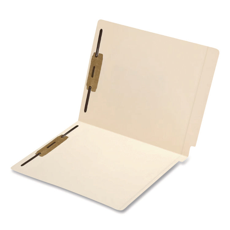 Heavy-Duty Poly-Reinforced End Tab Fastener Folders, 0.75" Expansion, 2 Fasteners, Letter Size, Manila Exterior, 50/Box