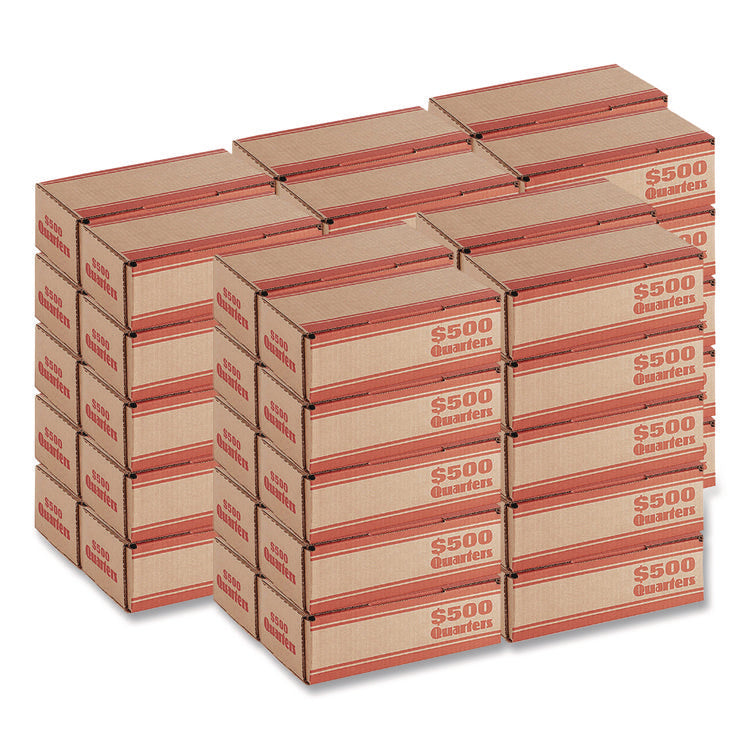 Quarters Coin Box, Cardboard, Kraft/Orange, 50/Pack