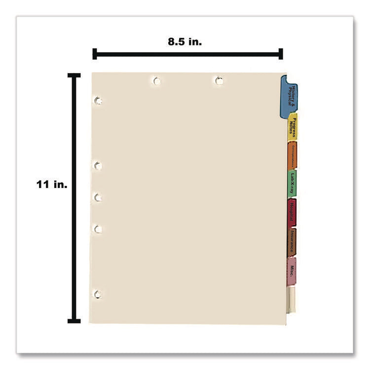 Side Tab Medical Chart Indexes, 8-Tab, Assorted Medical, 11 x 8.5, Manila, 50/Box