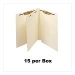 Heavy-Duty End Tab Classification Folders, 2" Expansion, 1 Divider, 4 Fasteners, Letter Size, Manila, 25/Box