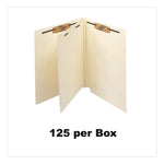 Heavy-Duty End Tab Classification Folders, 2" Expansion, 1 Divider, 4 Fasteners, Letter Size, Manila, 125/Box