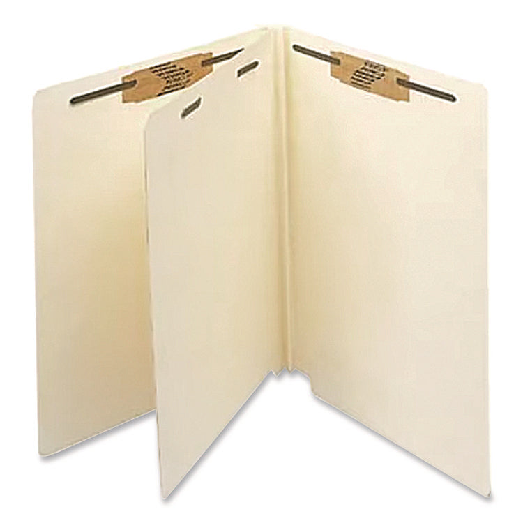 Heavy-Duty End Tab Classification Folders, 2" Expansion, 1 Divider, 4 Fasteners, Letter Size, Manila, 125/Box
