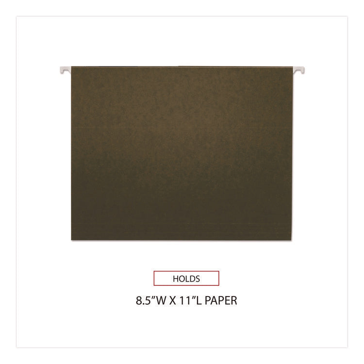 Hanging File Folders, Letter Size, 1/3-Cut, Standard Green, 25/Box