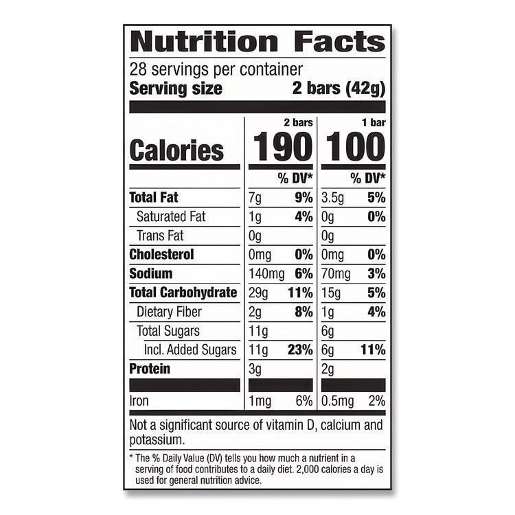 Granola Bars, Crunchy Oats And Honey, 1.5 Oz Pouch, 28/box