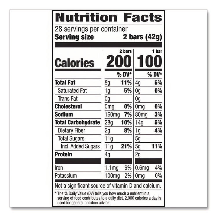 Granola Bars, Crunchy Peanut Butter, 1.5 Oz Pouch, 28/box