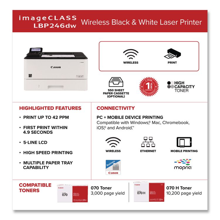 imageCLASS LBP246dw Wireless Laser Printer