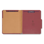 Six-Section Pressboard Top Tab Classification Folders, Six SafeSHIELD Fasteners, 2 Dividers, Letter Size, Bright Red, 10/Box