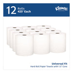 Hard Roll Paper Towels with Premium Absorbency Pockets, 1-Ply, 8" x 425 ft, 1.5" Core, White, 12 Rolls/Carton