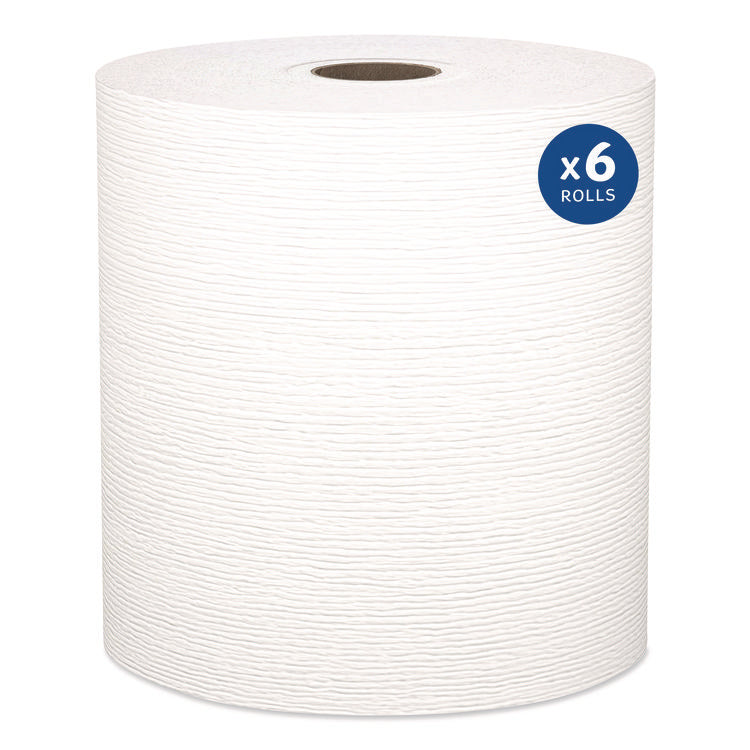 Hard Roll Paper Towels with Premium Absorbency Pockets, 1-Ply, 8" x 600 ft, 1.75" Core, White, 6 Rolls/Carton