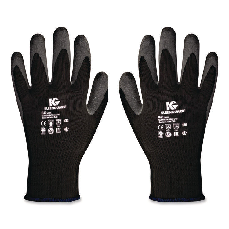 G40 Latex Coated Gloves, EN388: 2142, Medium (Size 8), Gray/Black, 12 Pairs