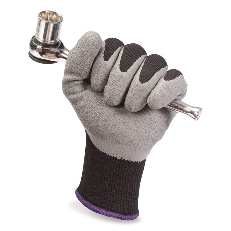 G40 Latex Coated Gloves, EN388: 2142, Medium (Size 8), Gray/Black, 12 Pairs