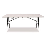 Fold in Half Plastic Folding Table, Rectangular, 72w x 29.63d x 29.25 to 37.13h, White