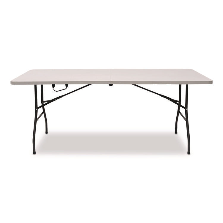 Fold in Half Plastic Folding Table, Rectangular, 72w x 29.63d x 29.25 to 37.13h, White