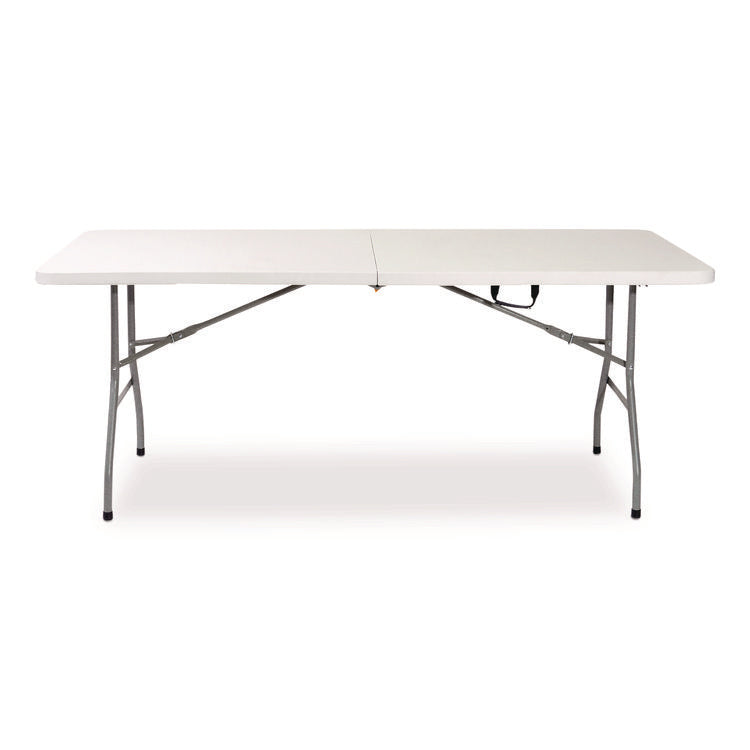 Fold in Half Plastic Folding Table, 96w x 30d x 29.25h, White