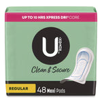 U by Kotex Security Regular Maxi Pads, Unscented, 48/Pack