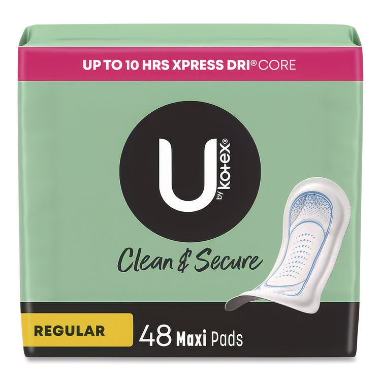 U by Kotex Security Regular Maxi Pads, Unscented, 48/Pack