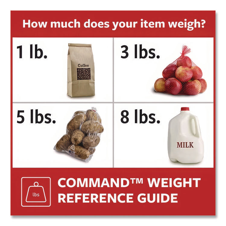 Bath Picture Hanging Strips, Large, Removable, Holds Up To 4 Lbs Per Pair, 0.75 X 3.65, White, 4 Pairs/pack