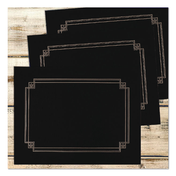 Premium Textured Certificate Holder, 12.65 X 9.75, Black, 3/pack