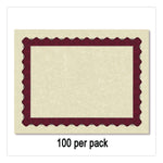 Metallic Border Certificates, 11 X 8.5, Ivory/red With Red Border, 100/pack