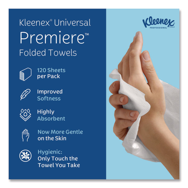 Premiere Folded Towels, 1-Ply, 7.8 x 12.4, White, 120/Pack, 25 Packs/Carton
