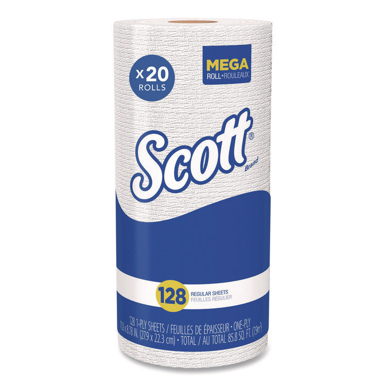 Kitchen Roll Towels, 1-Ply, 11 x 8.75, White, 128/Roll, 20 Rolls/Carton