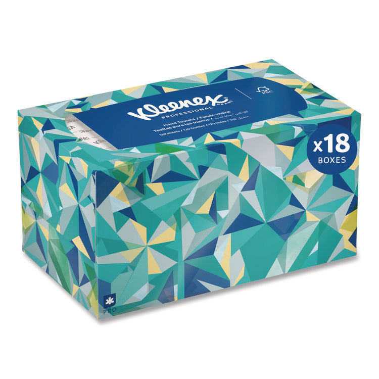 Hand Towels, POP-UP Box, Cloth, 1-Ply, 9 x 10.5, Unscented, White, 120/Box, 18 Boxes/Carton