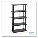 Rough n Ready Open Storage System, Five-Shelf, Blow-Molded HDPE, 36w x 18d x 74h, Black