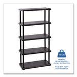 Rough n Ready Open Storage System, Five-Shelf, Blow-Molded HDPE, 36w x 18d x 74h, Black