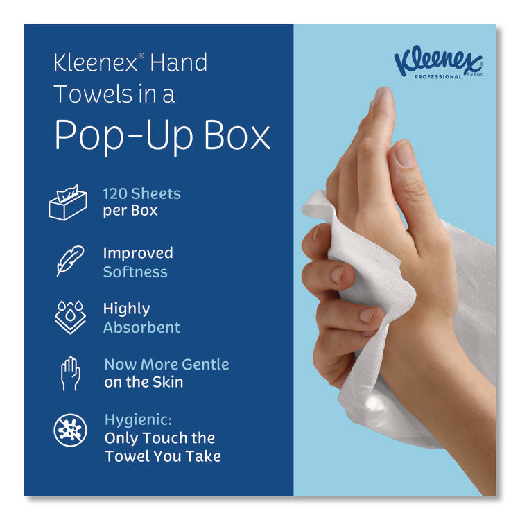 Hand Towels, POP-UP Box, Cloth, 1-Ply, 9 x 10.5, Unscented, White, 120/Box, 18 Boxes/Carton
