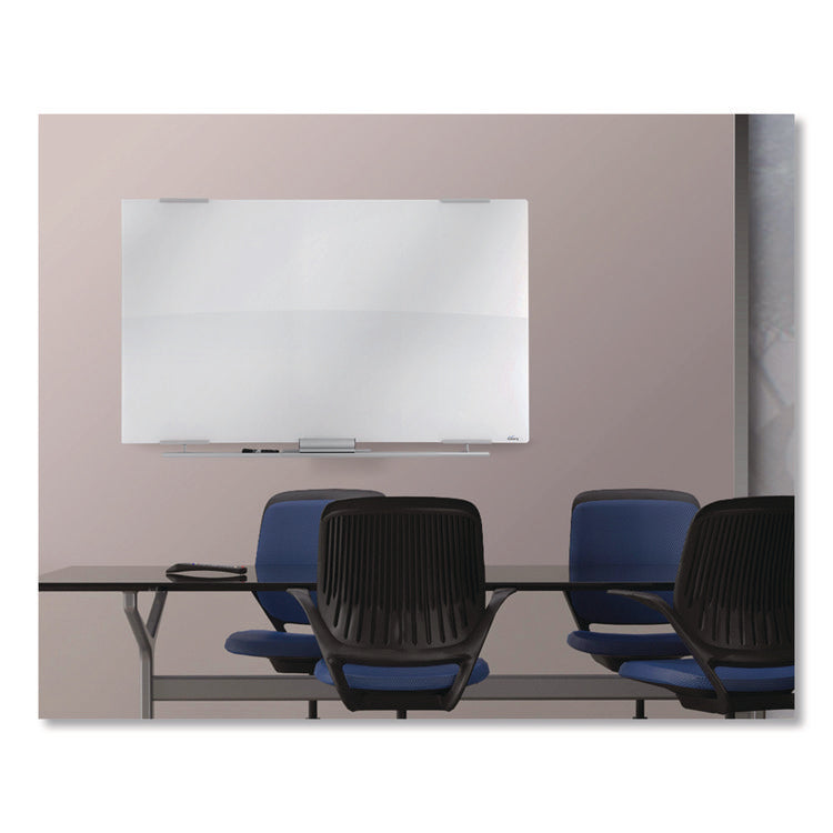 Clarity Glass Dry Erase Board with Aluminum Trim, 60" x 36", White Surface, Satin Aluminum Frame