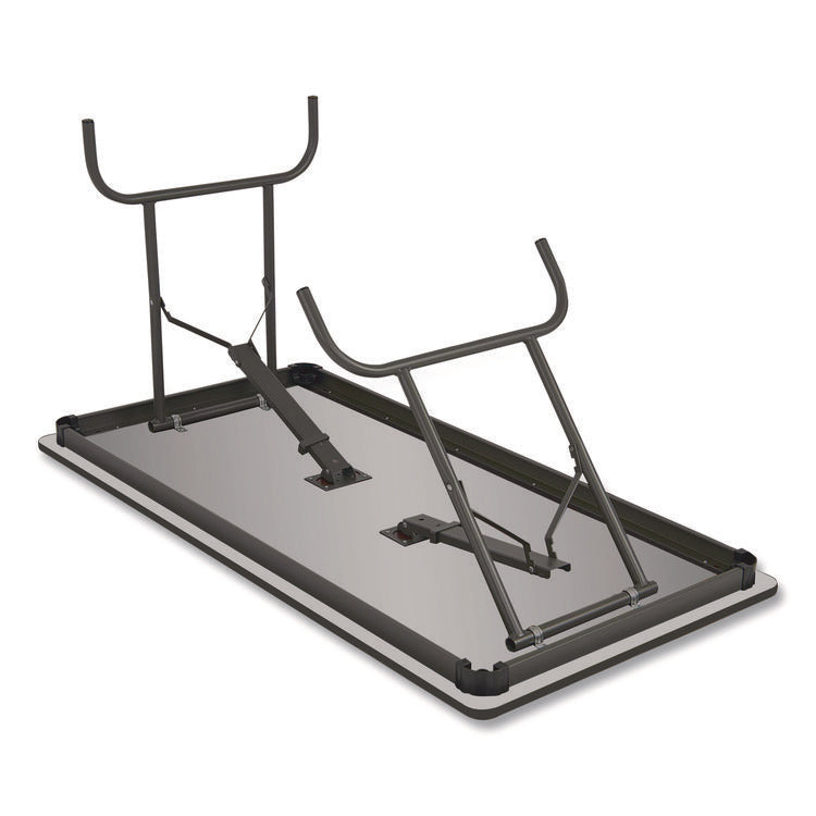 OfficeWorks Commercial Wood-Laminate Folding Table, Rectangular, 60" x 30" x 29", Gray/Charcoal