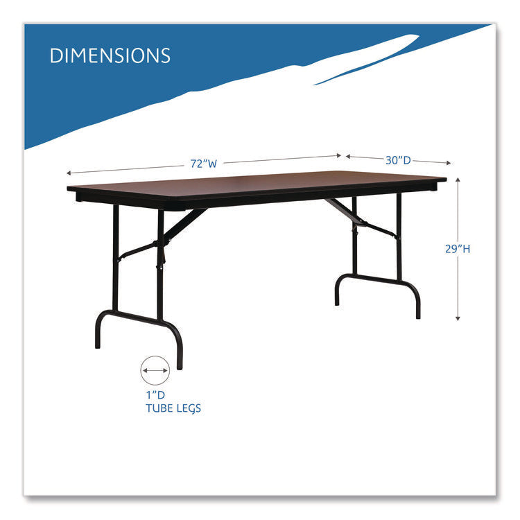 OfficeWorks Commercial Wood-Laminate Folding Table, Rectangular, 72" x 30" x 29", Mahogany