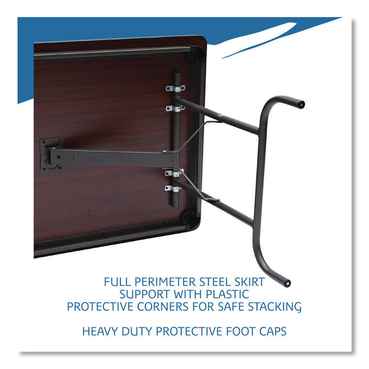 OfficeWorks Commercial Wood-Laminate Folding Table, Rectangular, 72" x 30" x 29", Mahogany