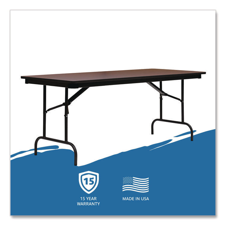 OfficeWorks Commercial Wood-Laminate Folding Table, Rectangular, 72" x 30" x 29", Mahogany