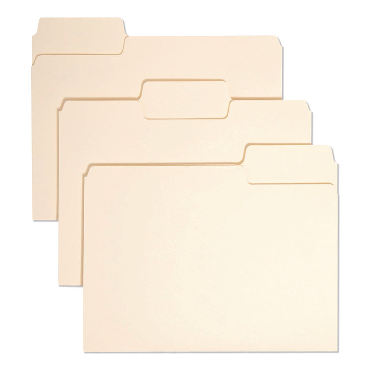 SuperTab Top Tab File Folders, 1/3-Cut Tabs: Assorted, Letter Size, 0.75" Expansion, 11-pt Manila, 100/Box