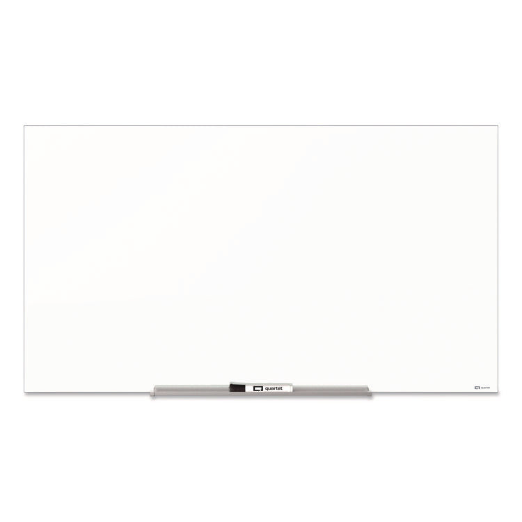 InvisaMount Magnetic Glass Marker Board, 74" x 42", White Surface