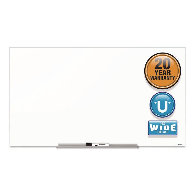 InvisaMount Magnetic Glass Marker Board, 74" x 42", White Surface