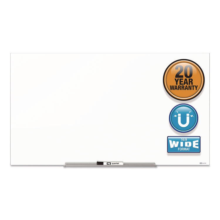 InvisaMount Magnetic Glass Marker Board, 85" x 48", White Surface