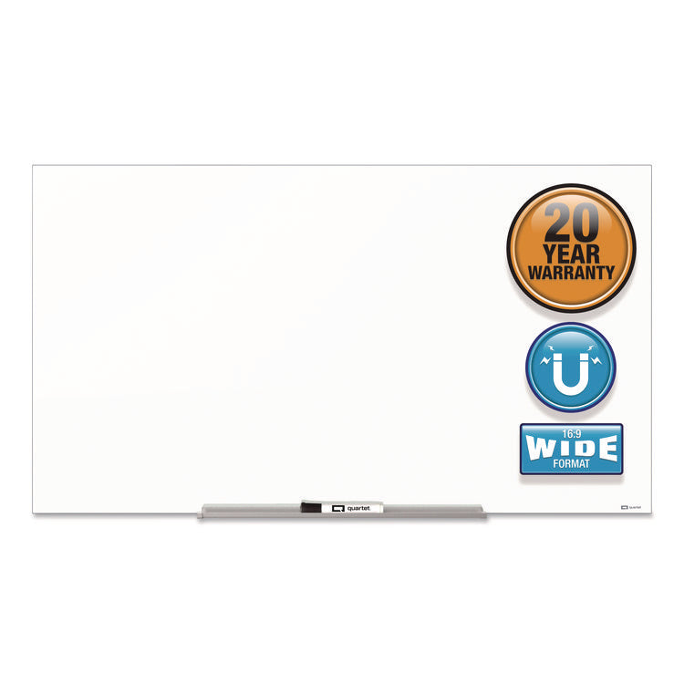 InvisaMount Magnetic Glass Marker Board, 50" x 28", White Surface