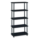 Rough n Ready Open Storage System, Five-Shelf, Blow-Molded HDPE, 36w x 18d x 74h, Black