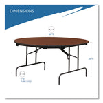 OfficeWorks Wood Folding Table, Round, 60" x 29", Mahogany Top, Gray Base