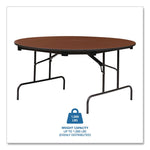 OfficeWorks Wood Folding Table, Round, 60" x 29", Mahogany Top, Gray Base