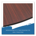 OfficeWorks Wood Folding Table, Round, 60" x 29", Mahogany Top, Gray Base